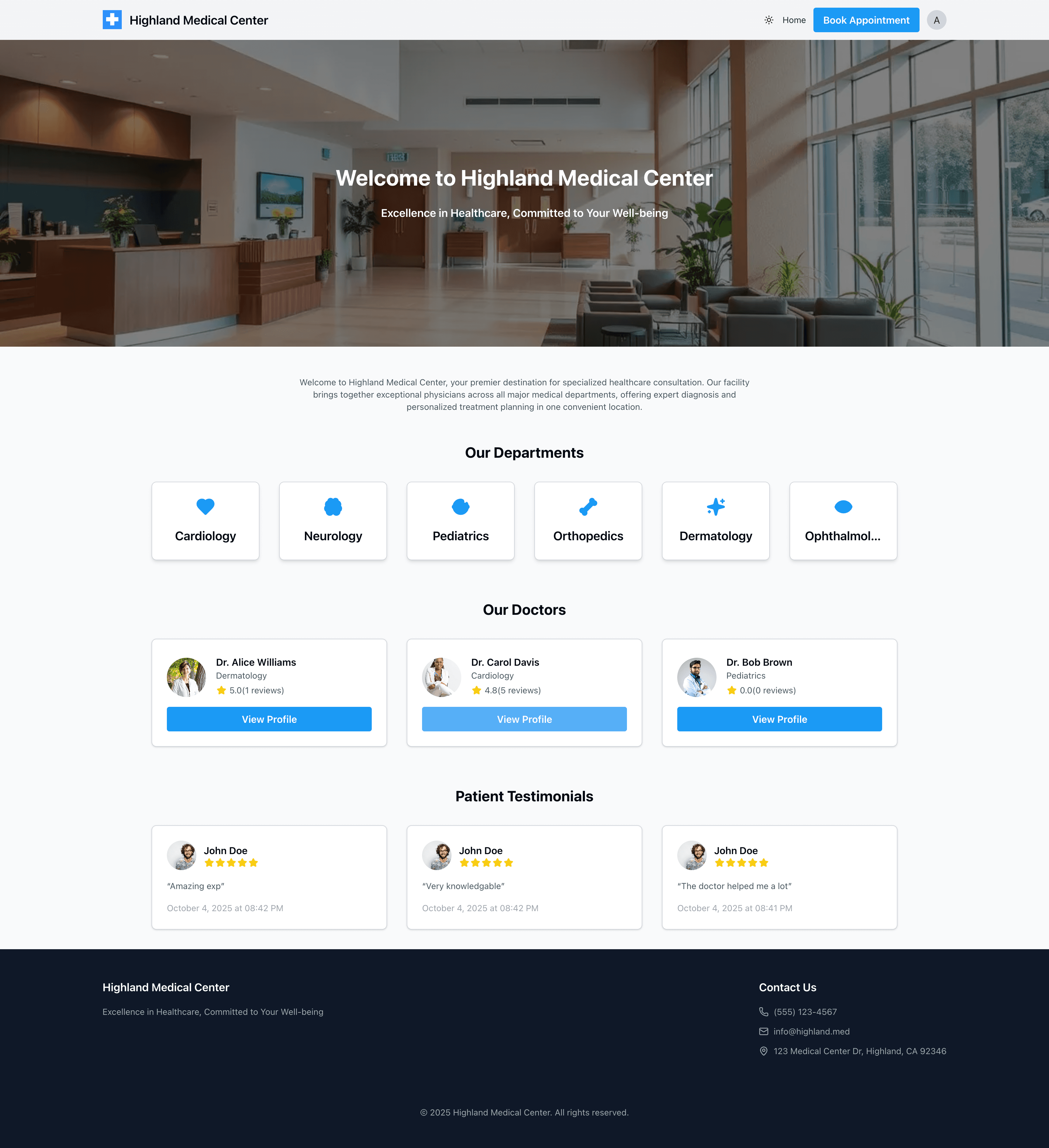 Hospital Website & Appointment System
